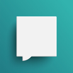 White square speech bubble on green background