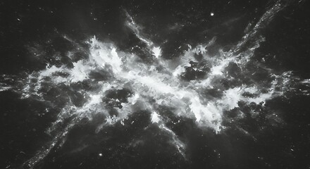 Fototapeta premium Abstract nebula swirls in deep space, creating a mesmerizing cosmic cloud with bright highlights and dark shadows, evoking a sense of wonder and mystery.