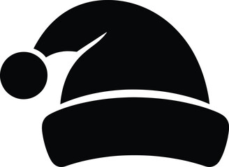 Santa Hat Silhouette Vector Illustration A classic winter headwear design in black. A symbol of the season, perfect for holiday cards and festive decorations.
