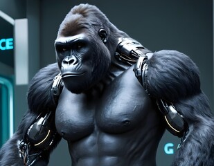 Futuristic Cybernetic Gorilla &ndash; Sci-Fi Robotic Primate Concept