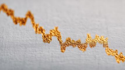 Gold price surge, Gold price surge graph shows fluctuating trend with sharp peaks and valleys on textured paper surface