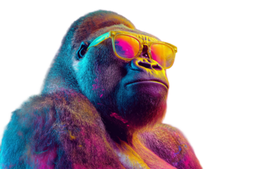 Cool Gorilla with Neon Sunglasses 