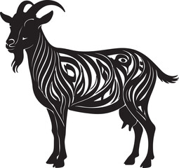 Goat animal in silhouette white background.