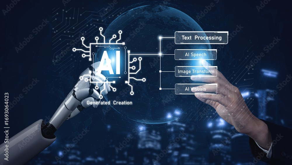 Poster ai assistant brain processor with llm technology, big data, machine learning, generative ai for busi