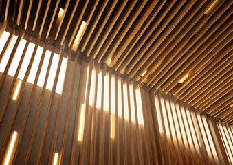 Modern architectural interior, wood and light