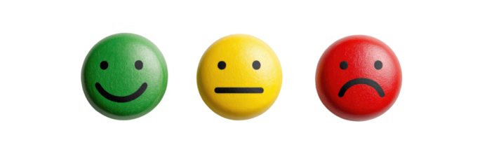 Three colored emoticons