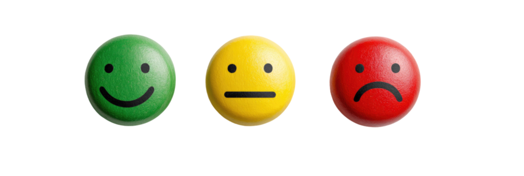 Three colored emoticons