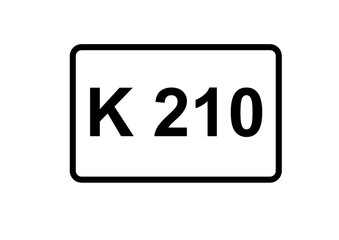 Illustration eines Kreisstraßenschildes der K 210 in Deutschland	