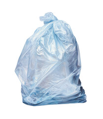 Light-blue plastic garbage bag, full