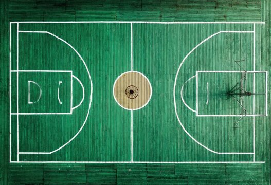 High-angle view of a basketball court (2)