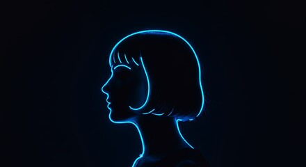 Fototapeta premium Silhouette of a womans profile with neon light