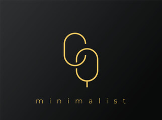 Fototapeta premium CQ Minimalist Logo with Interlocking Shapes on Solid Black Background. A clean and modern minimalist logo design.