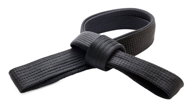 Black belt isolated on transparent background, a symbol of achievement and expertise in martial arts, representing dedication, discipline, and skill