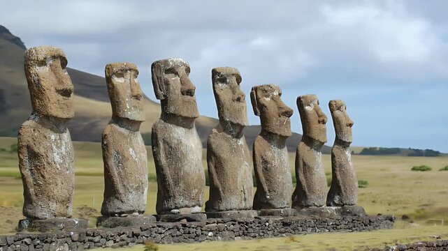 Easter Island Statues In The Daytime