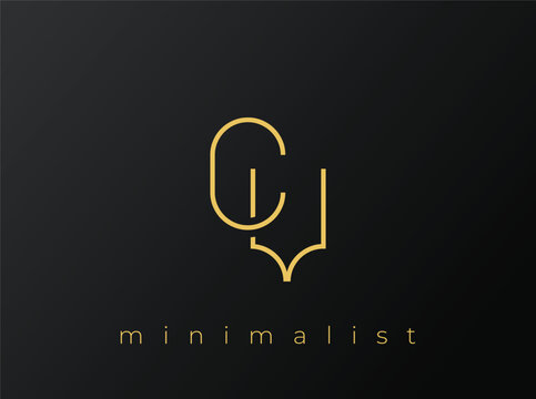 CV Minimalist Logo with Interlocking Shapes on Solid Black Background. A clean and modern minimalist logo design.