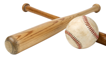 Baseball bat and ball isolated on transparent background, a classic combination for americas favorite pastime, ready for a game or practice session