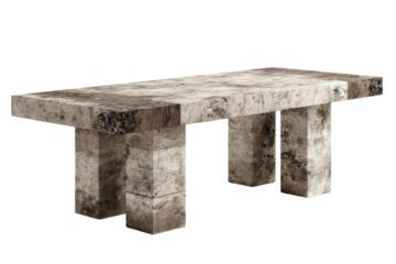 A modern minimalist rectangular table crafted from natural stone.