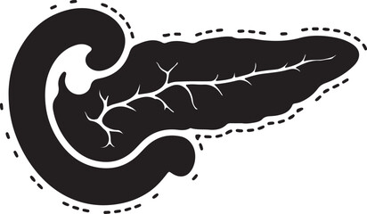 Obraz premium Pancreas icon in silhouette with dots style white background.