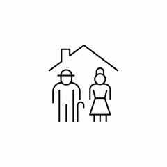 elderly couple home icon sign vector