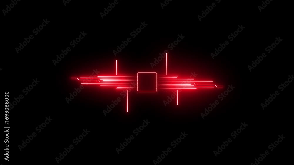 Poster abstract futuristic tech background with circuit board lines. seamless looping glowing chip motion d