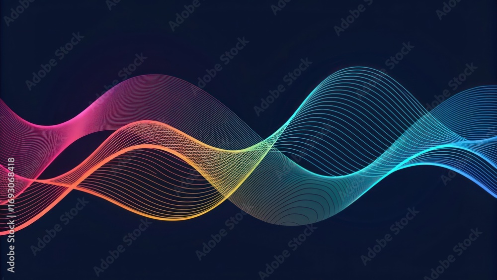 Poster dynamic wave patterns abstract design digital art vibrant colors creative perspective visual harmony