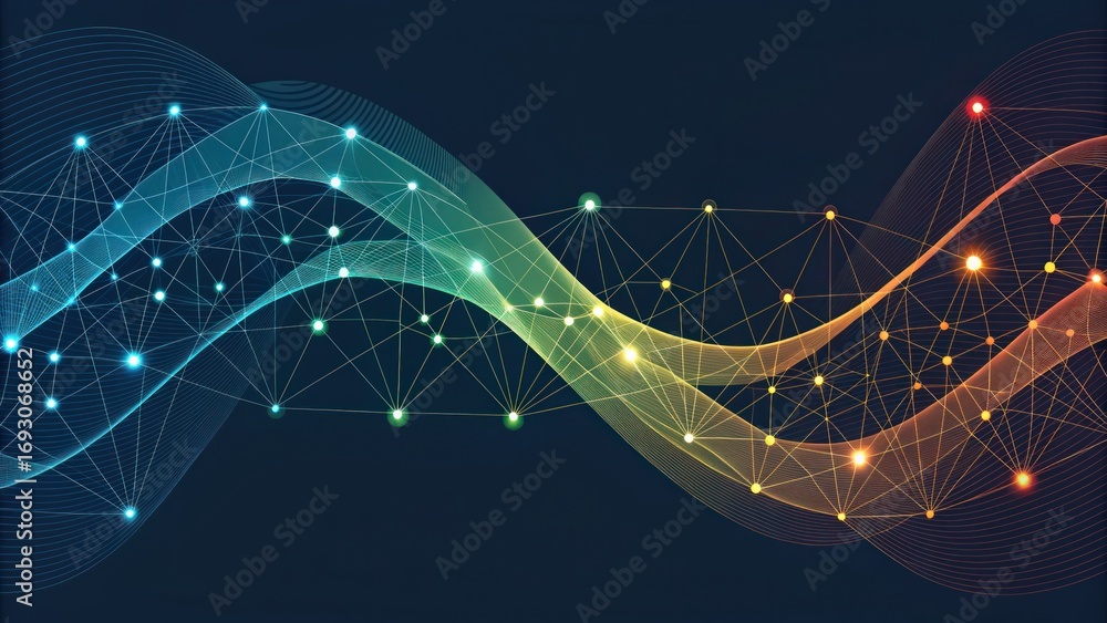 Aufkleber dynamic network visualization digital space infographic design abstract environment aerial view conc