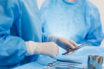 Surgical preparation in a sterile environment for an upcoming procedure