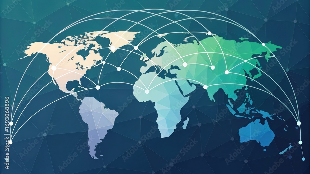 Aufkleber global connectivity network mapping digital visualization modern technology abstract environment aer