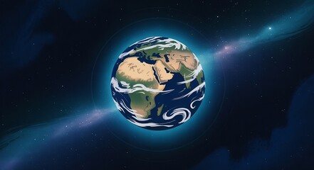 Earth Globe with Glowing Atmosphere in Space Planet Visualization for Science and Education