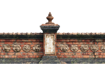 Ornate traditional Balinese brick temple wall with carvings.