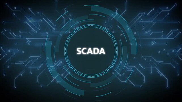 Scada system interface design depicting network technology and digital connectivity.