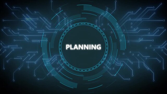 Animated digital graphic illustrating strategic planing with technological circuitry - Powered by Adobe