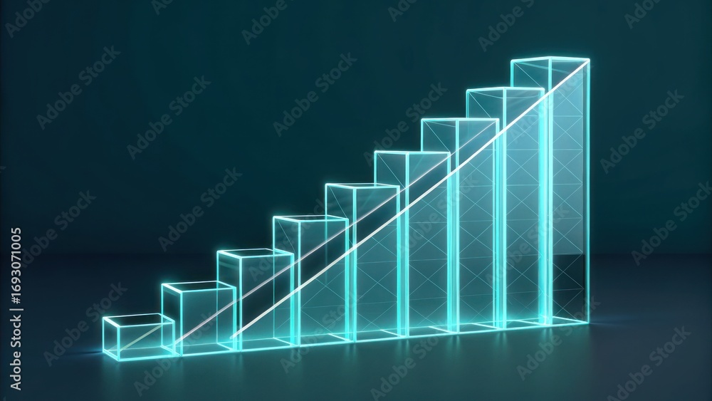 Poster business growth data visualization 3d graph digital environment front view progress analysis for str