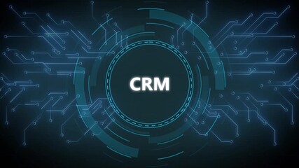 Futuristic crm technology with circuit board design and digital connection. - Powered by Adobe