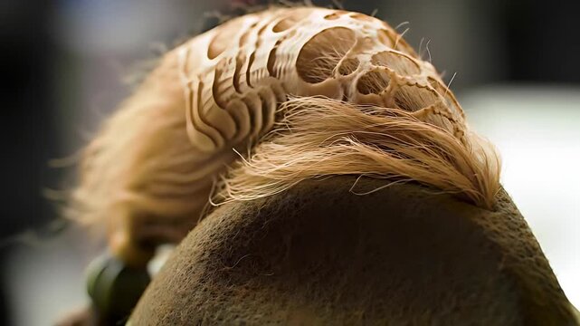 Close-up of a traditional Bavarian Gamsbart tuft, a chamois hair symbol of alpine pride, adorning a felt hat.