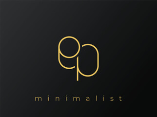 EP Minimalist Logo with Interlocking Shapes on Solid Black Background. A clean and modern minimalist logo design.