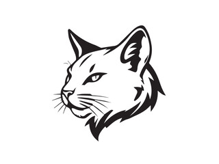 Cat head silhouette on white background. Black Cat logo design. Cat icon.