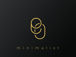 EO Minimalist Logo with Interlocking Shapes on Solid Black Background. A clean and modern minimalist logo design.