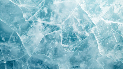 Obraz premium Fractured Ice Texture – Realistic Translucent Frozen Surface with Cracks in Light Blue and White Tones, High-Resolution Winter Background