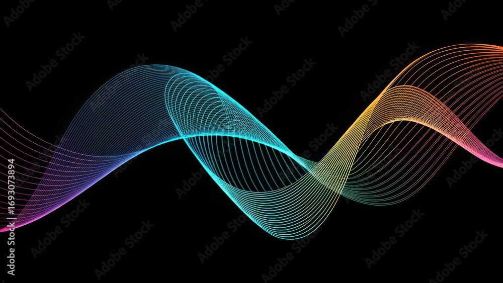 Poster dynamic sound waves in vibrant colors abstract art digital graphic artistic environment close-up vie