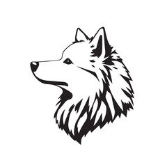 Black dog silhouette on white background. Bold black dog silhouette logo illustration. Dog vector design. 