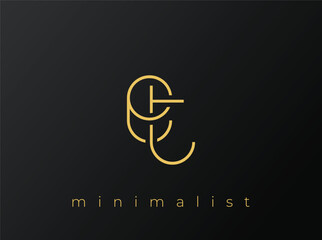 ET Minimalist Logo with Interlocking Shapes on Solid Black Background. A clean and modern minimalist logo design.