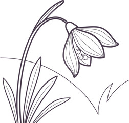 Elegant violet flower line art minimalist botanical illustration