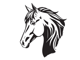 Horse head silhouette on white background. Horse head icon. Horse head silhouette. Stylized Horse logo.	