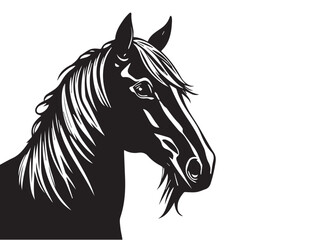 Horse head silhouette on white background. Horse head icon. Horse head silhouette. Stylized Horse logo.	