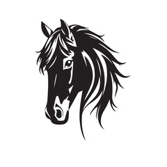 Horse head silhouette on white background. Horse head icon. Horse head silhouette. Stylized Horse logo.	