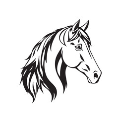 Horse head silhouette on white background. Horse head icon. Horse head silhouette. Stylized Horse logo.	