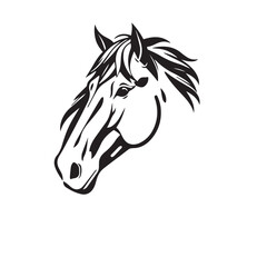 Horse head silhouette on white background. Horse head icon. Horse head silhouette. Stylized Horse logo.	