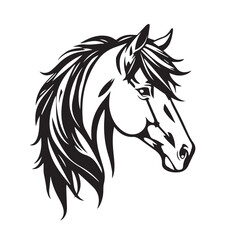 Horse head silhouette on white background. Horse head icon. Horse head silhouette. Stylized Horse logo.	