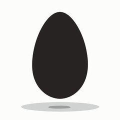 Black Egg Silhouette with Shadow on White Background